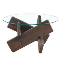 KONFERENČNÍ stolek 79/79/45 cm transparentní v ořechu z MDF a skla s křížovou podnoží - čirá, kompozitní dřevo (79/79/45cm) - OKWISH