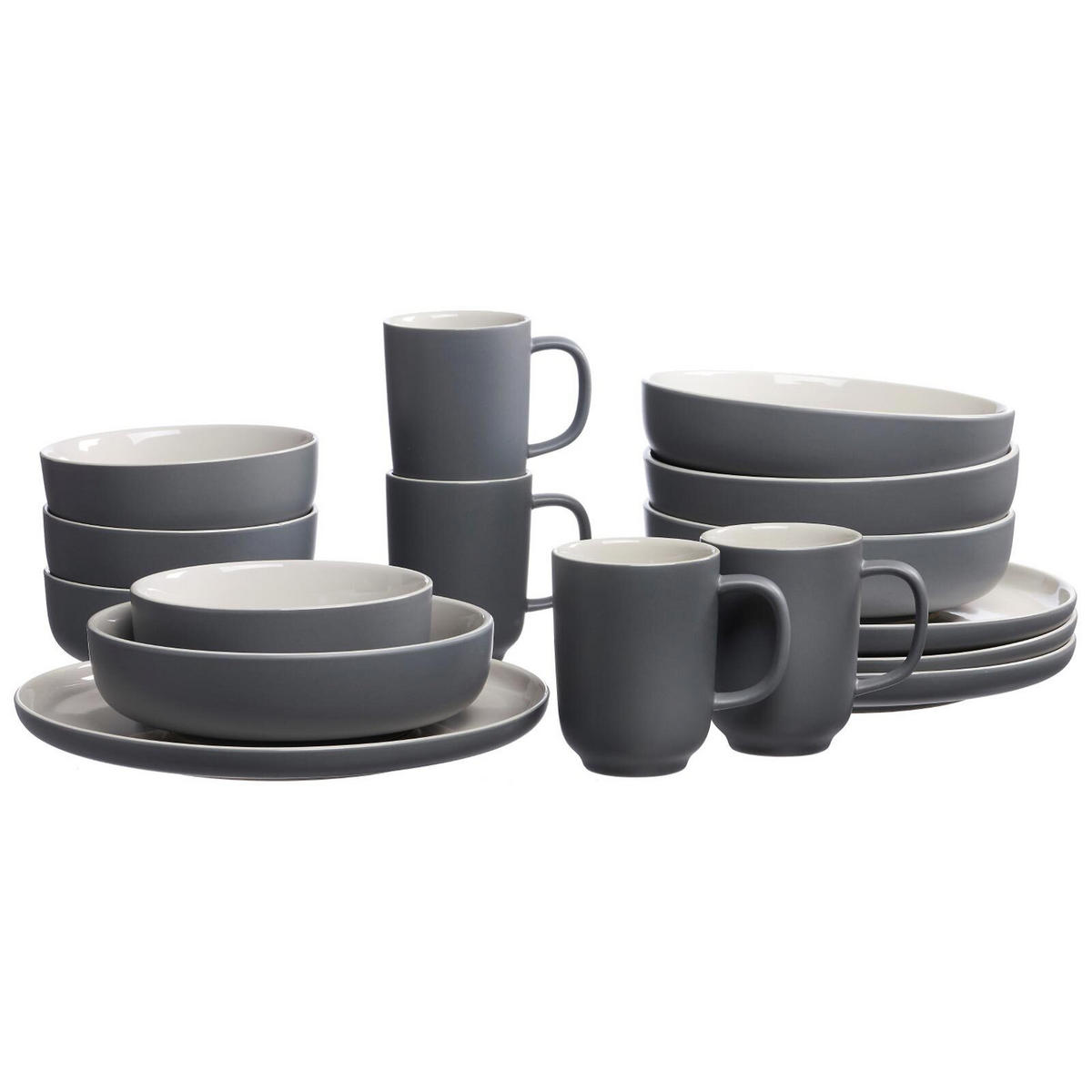 XXL KOMBISERVICE Jasper schwarz-grau 32er Set - Schwarz/Grau, Keramik (1/1/1cm) - Ritzenhoff Breker