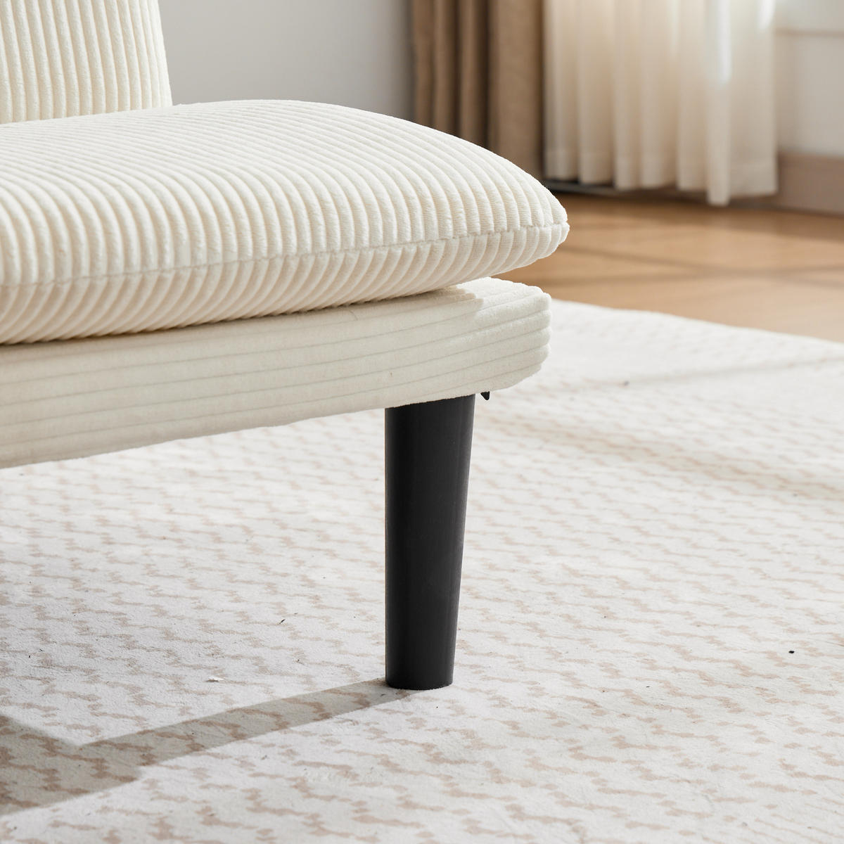 SOFA mit verstellbarer Rückenlehne und Kord-Samtbezug - Beige, Textil (168/67/86cm) - EVRYAE
