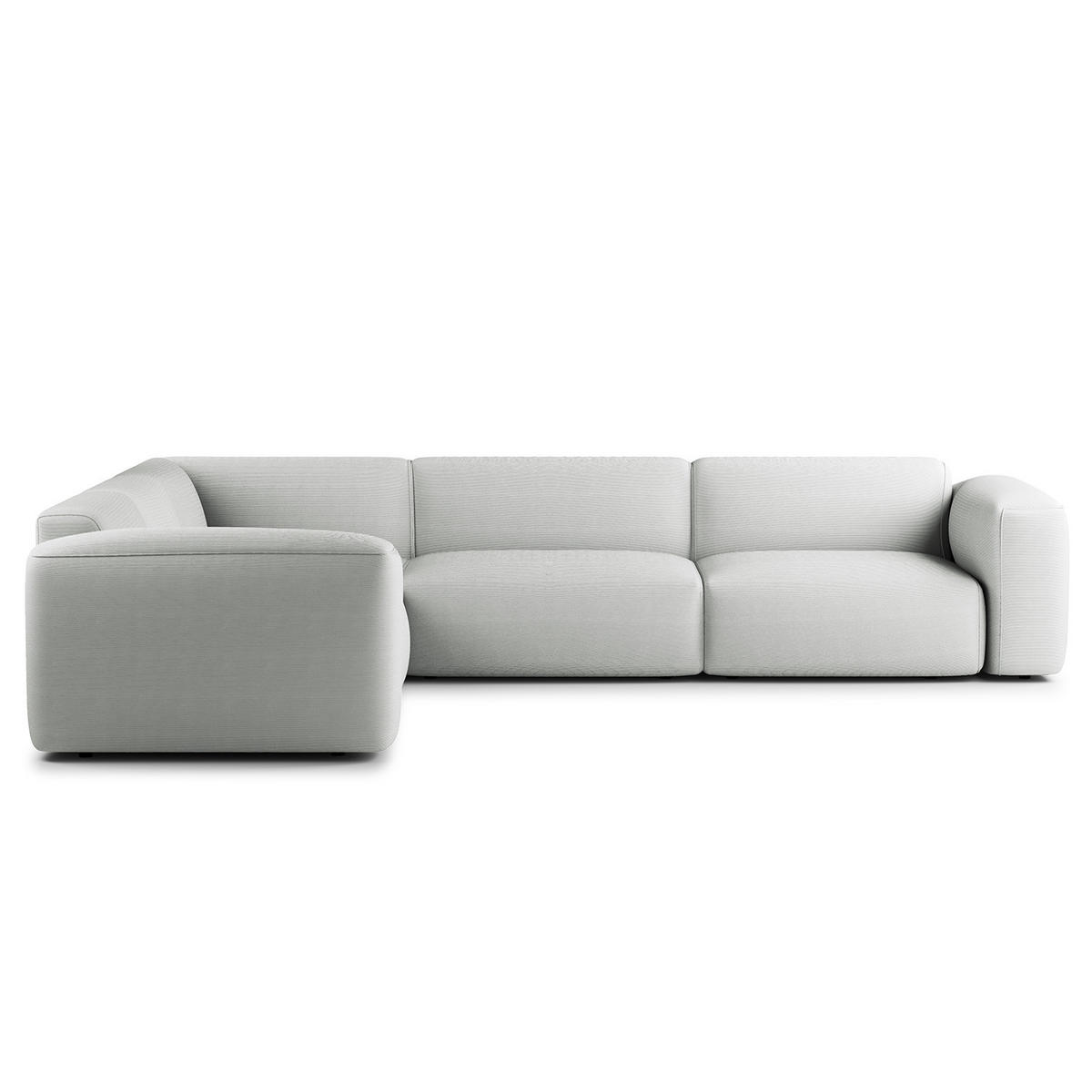 ECKSOFA mit Rundecke - Schwarz/Grau, Kunststoff/Textil (325/260cm) - home24