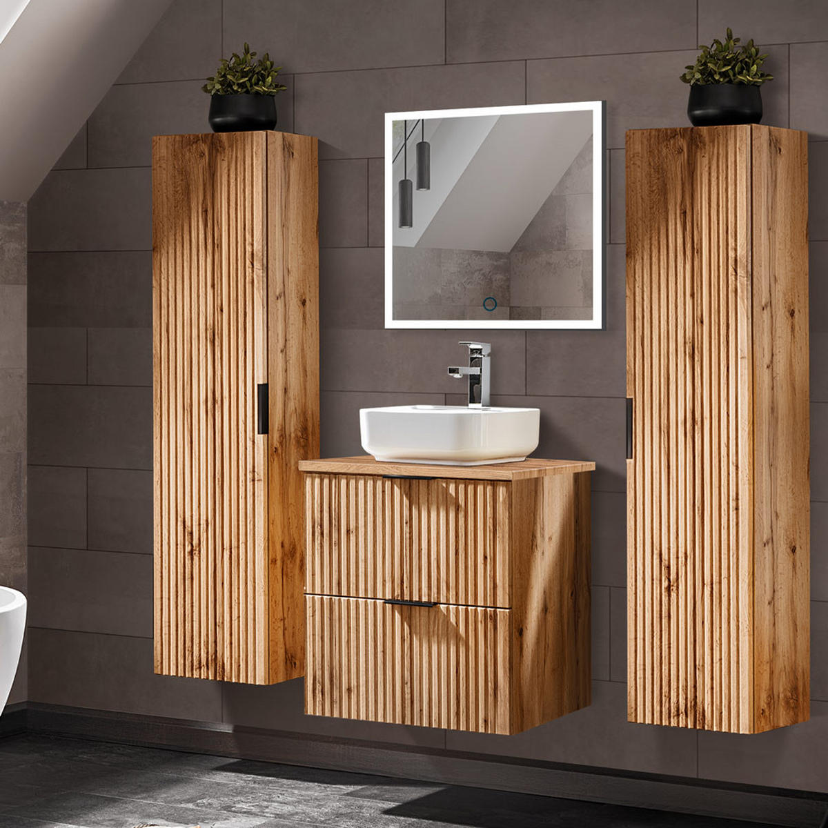 BADMÖBEL-SET 4-TLG. Adelaide-56 - Braun, Holzwerkstoff (160/200/47cm) - Lomado