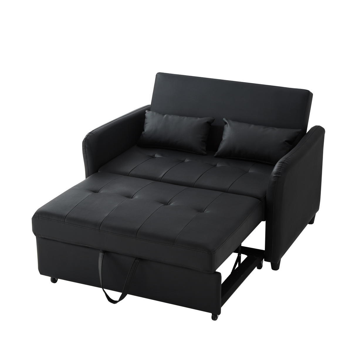 SCHLAFSOFA PU-Bezug wasserabweisend und ausziehbar Antikschwarz 122/83/82 cm - Schwarz, Kunststoff (83/82/122cm) - Redom