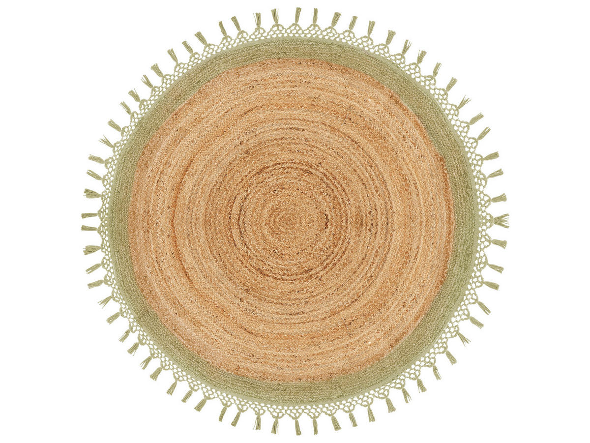 TEPPICH geflochten Marts 140/140 cm - Beige, Naturmaterialen (140/140cm) - Beliani
