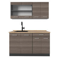 SINGLEKÜCHE R-Line Edelgrau/Anthrazit 140 cm ohne Arbeitsplatte - Anthrazit/Braun, Holzwerkstoff (140/81.6/46cm) - Vicco