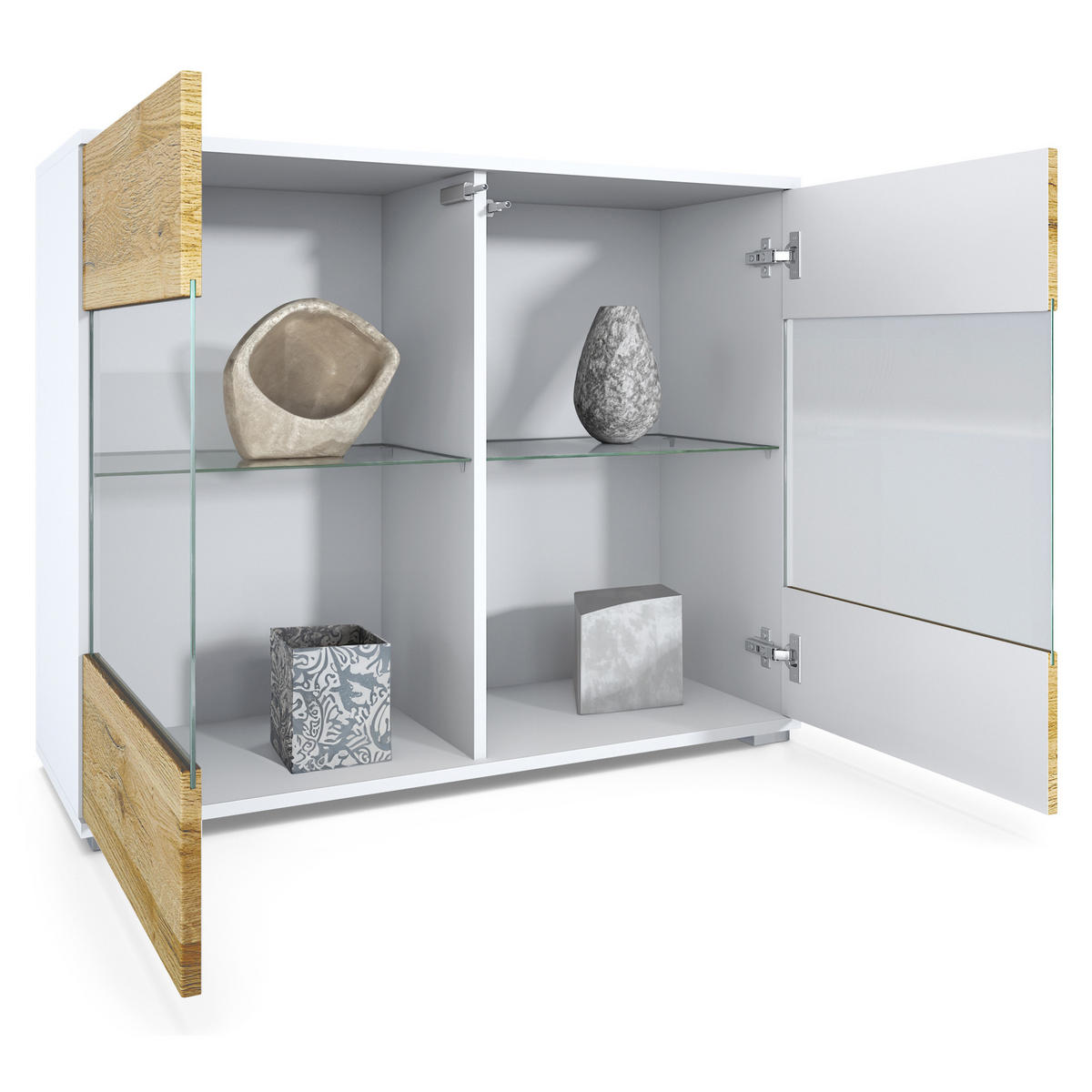 KOMMODE Bari Weiß Hochglanz - Weiß Hochglanz, Holzwerkstoff (92.5/75.5/35cm) - Vladon