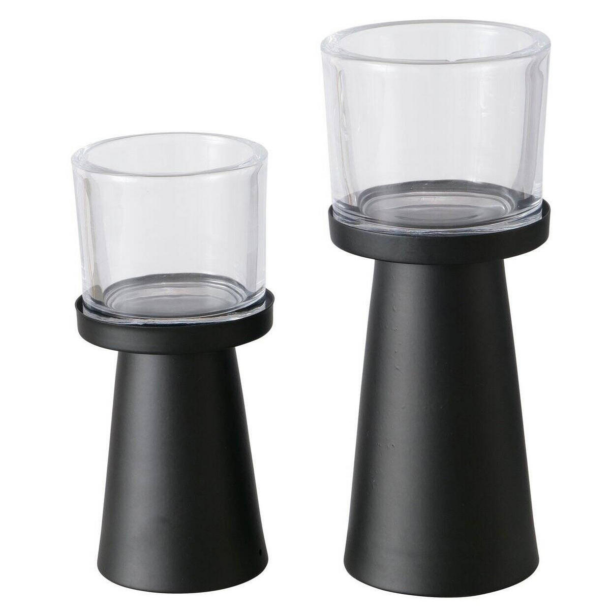KERZENHALTER Pius, 2er-Set - Schwarz, Metall (9/23/9cm) - Boltze Home