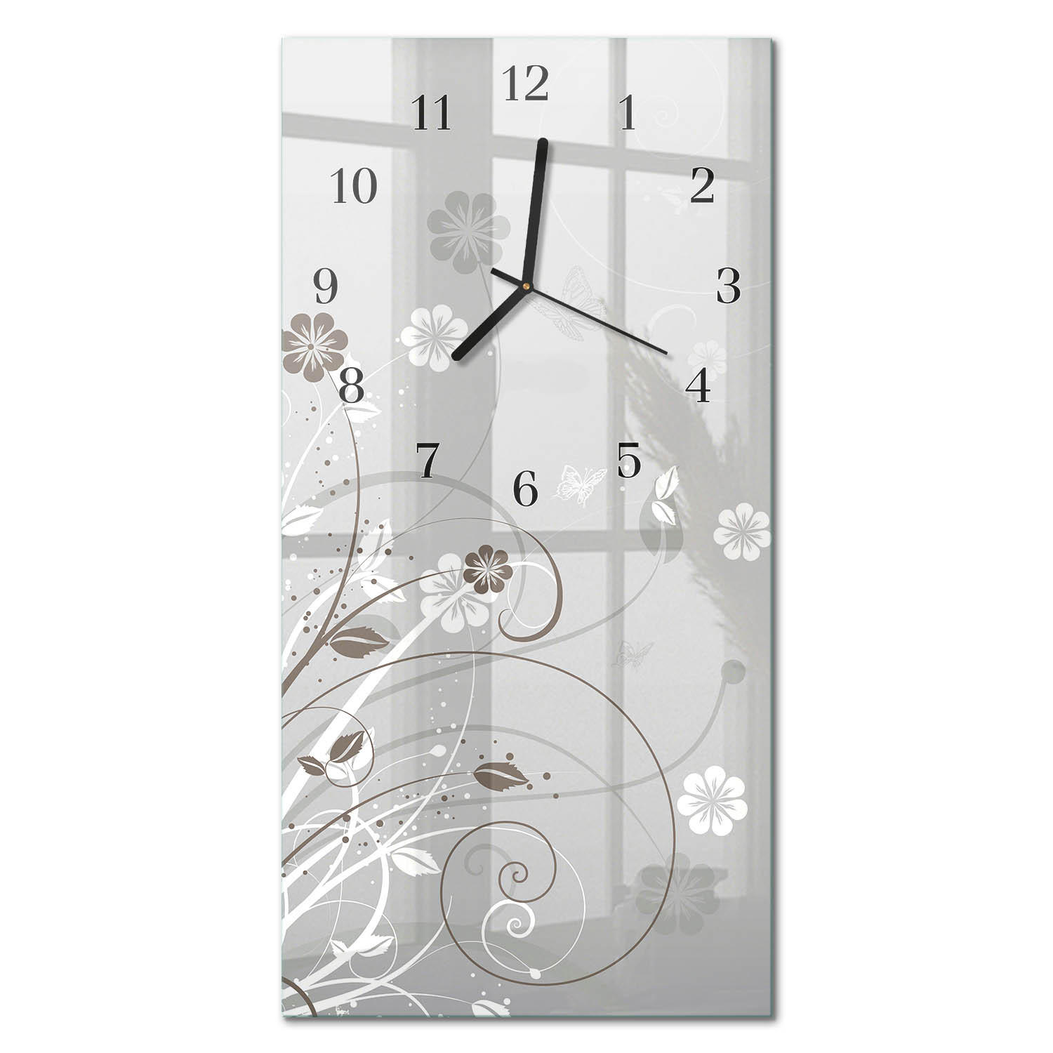 WANDUHR 60x30 cm - Orchidee - Grau, Glas (30/60/0.4cm) - TULUP