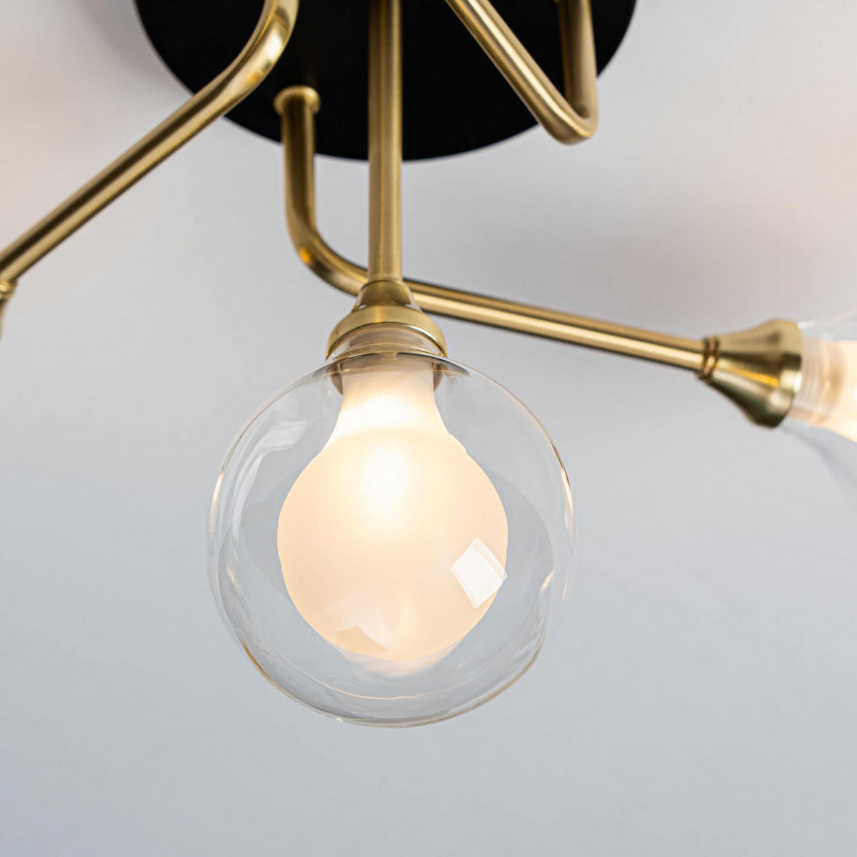 DECKENLEUCHTE Olivetto, Schwarz und gold, 46cm - Goldfarben, Glas (46/46/29cm) - KOSILUM