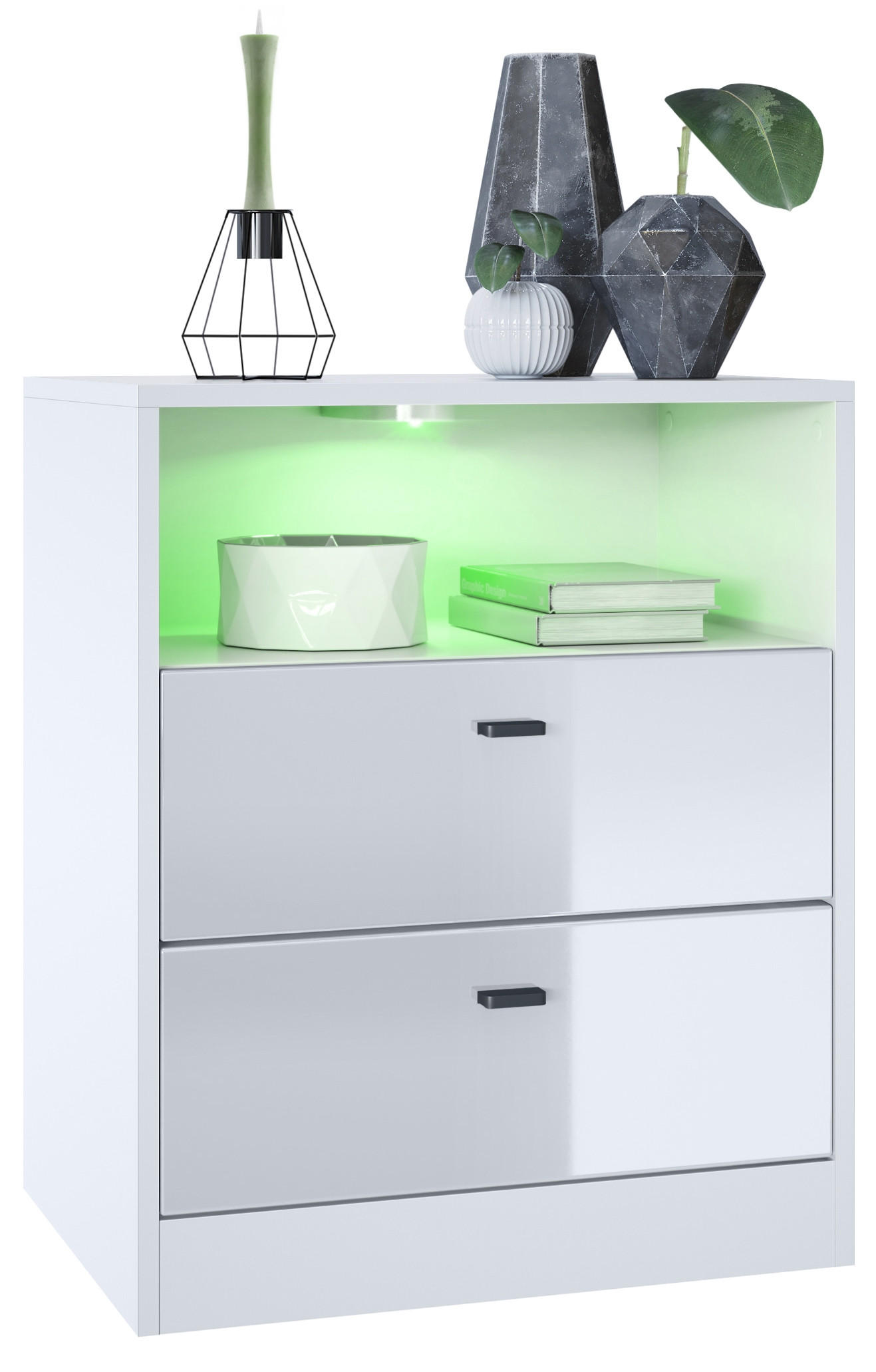Vladon Kommode Weiß Hochglanz 56x67.5x36 cm