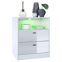KOMMODE Pino Fronten in Weiß Hochglanz - Weiß Hochglanz, Holzwerkstoff (56/67.5/36cm) - Vladon