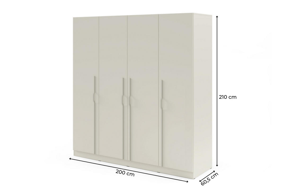 DREHTÜRENSCHRANK BRISSO BR1 200/210/60,5 cm in Kaschmir mit Metallgriffen und Schubladen - Kaschmir, Holzwerkstoff/Metall (200/210/61cm) - Deine Möbel 24