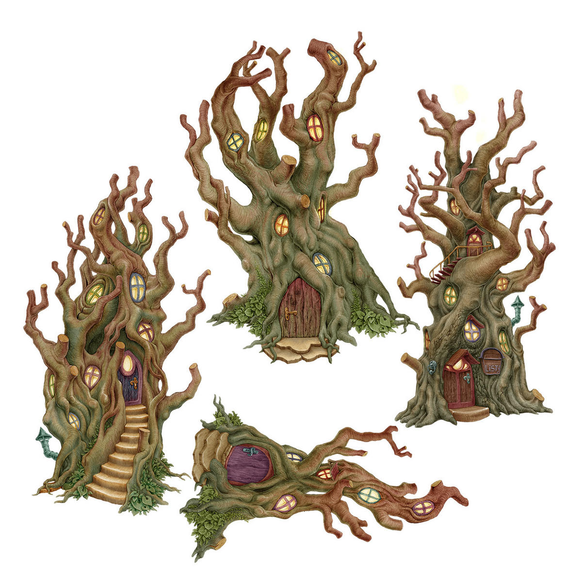 WANDAUFKLEBER 100x179cm - Waldhäuser - Multicolor, Kunststoff (100/179/0.1cm) - Wallfluent