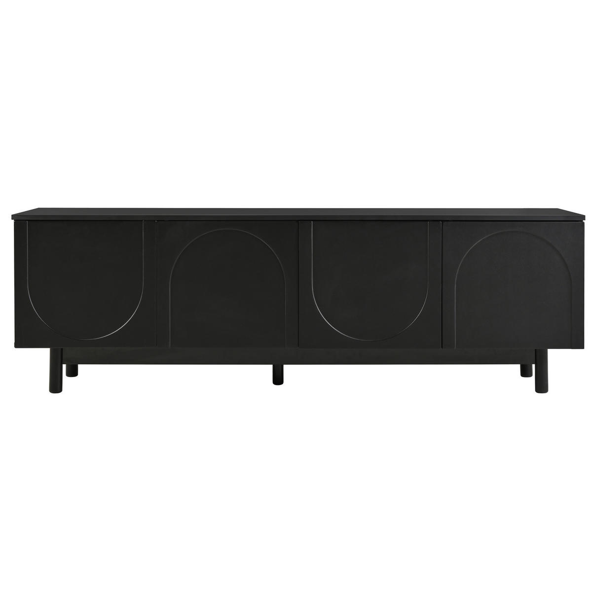 TV ormarić 175/38/56 cm crni od MDF-a i iverice s 4 vrata i podesivim policama - crna, drvni materijal (175/56/38cm) - OKWISH