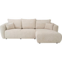ECKSOFA Fabio mit Bettkasten, Strukturiert Ecru 255/165/91 cm - Ecru/Schwarz, Textil (255/165cm) - WFL GROUP