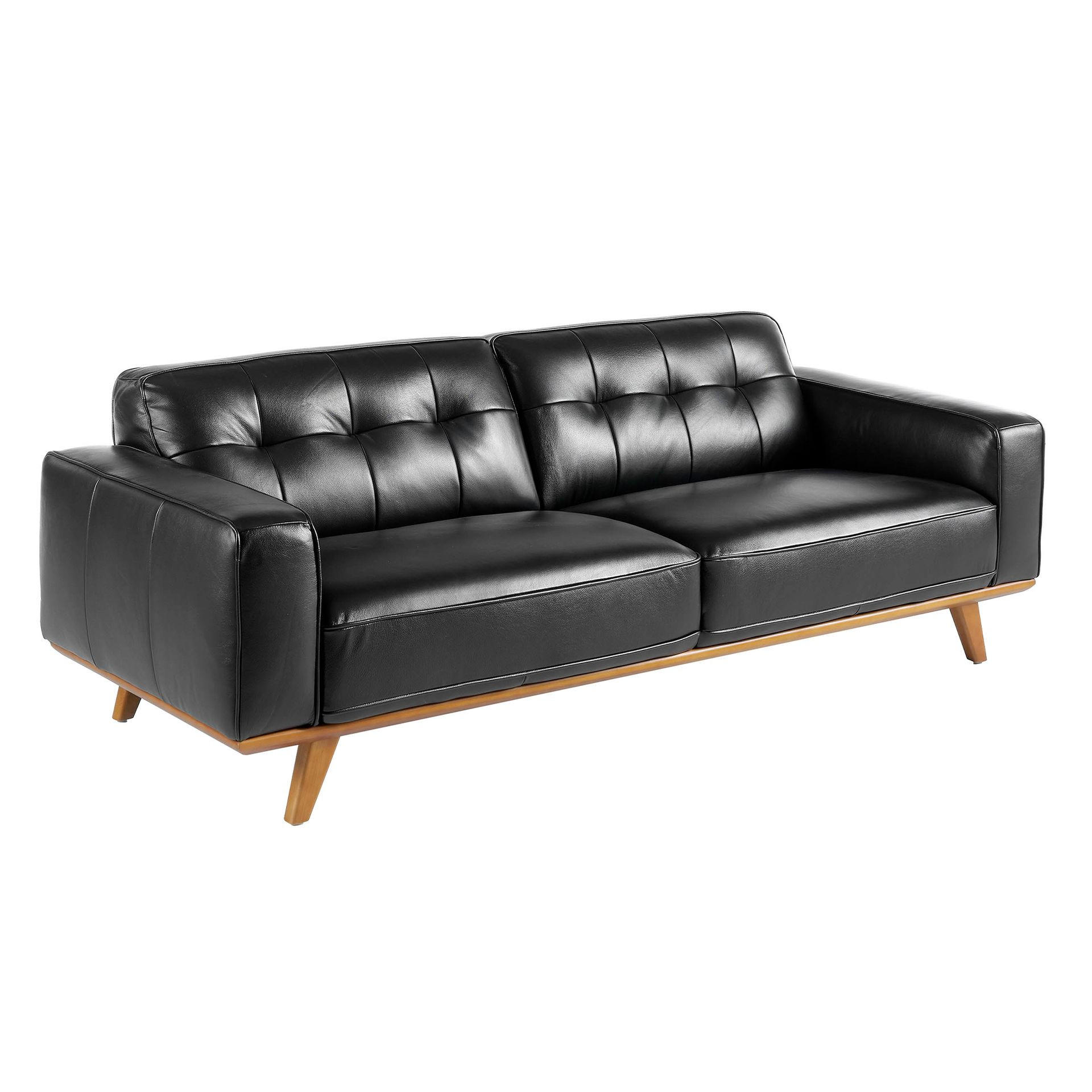 CHESTERFIELD-SOFA Chester 3-Sitzer-Sofa in schwarzem Leder 227/95/78 cm - Schwarz, Leder (227/78/95cm) - ANGEL CERDA