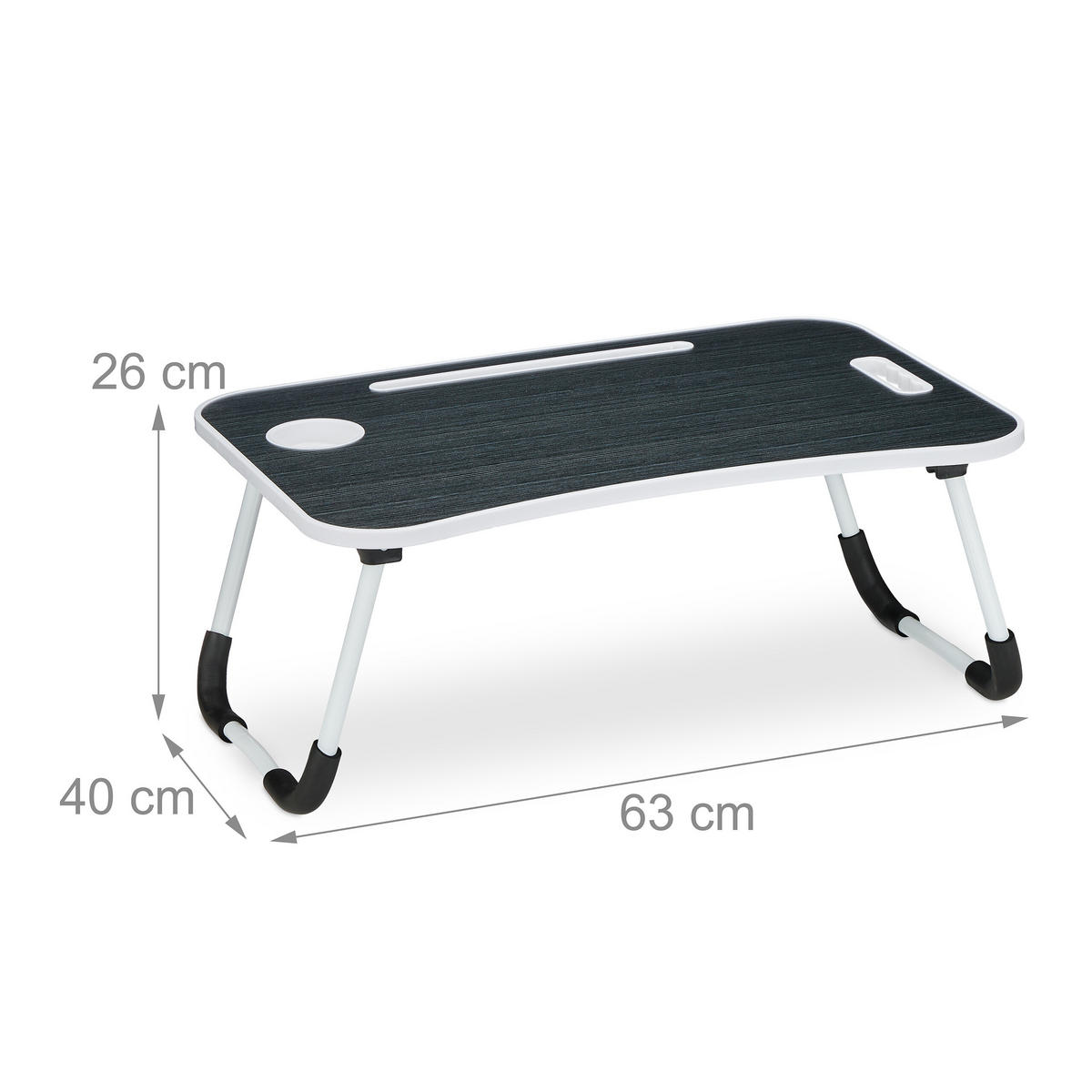 LAPTOPTISCH - Schwarz, Kunststoff/Metall (40/63/26cm) - Relaxdays