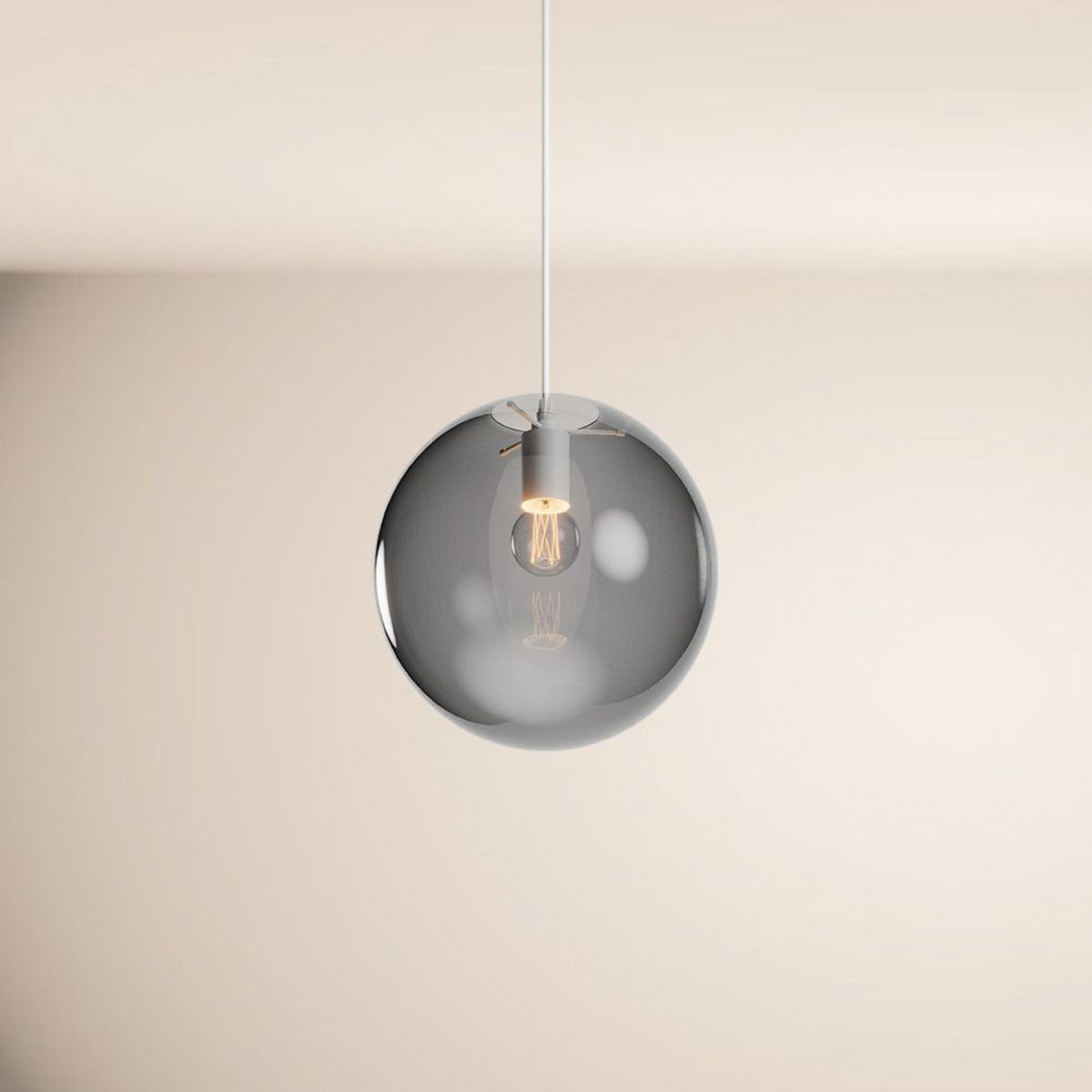 HÄNGELAMPE Orb 1.5m Abhängung Rauch/Weiß Ø 30cm - Anthrazit/Weiß, Glas (30/30/30cm) - s.luce