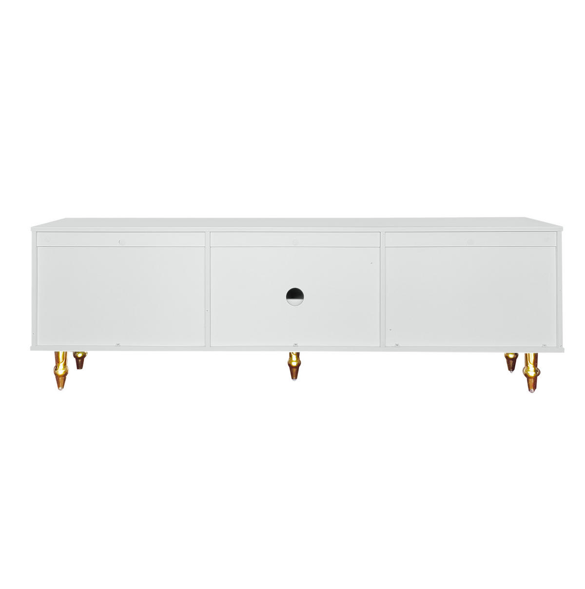 TV ormarić 175/38/55,5 cm bijeli od iverice s PVC vratima od ratana i ladicama na pritisak - bijela, drvni materijal (175/55.5/38cm) - OKWISH