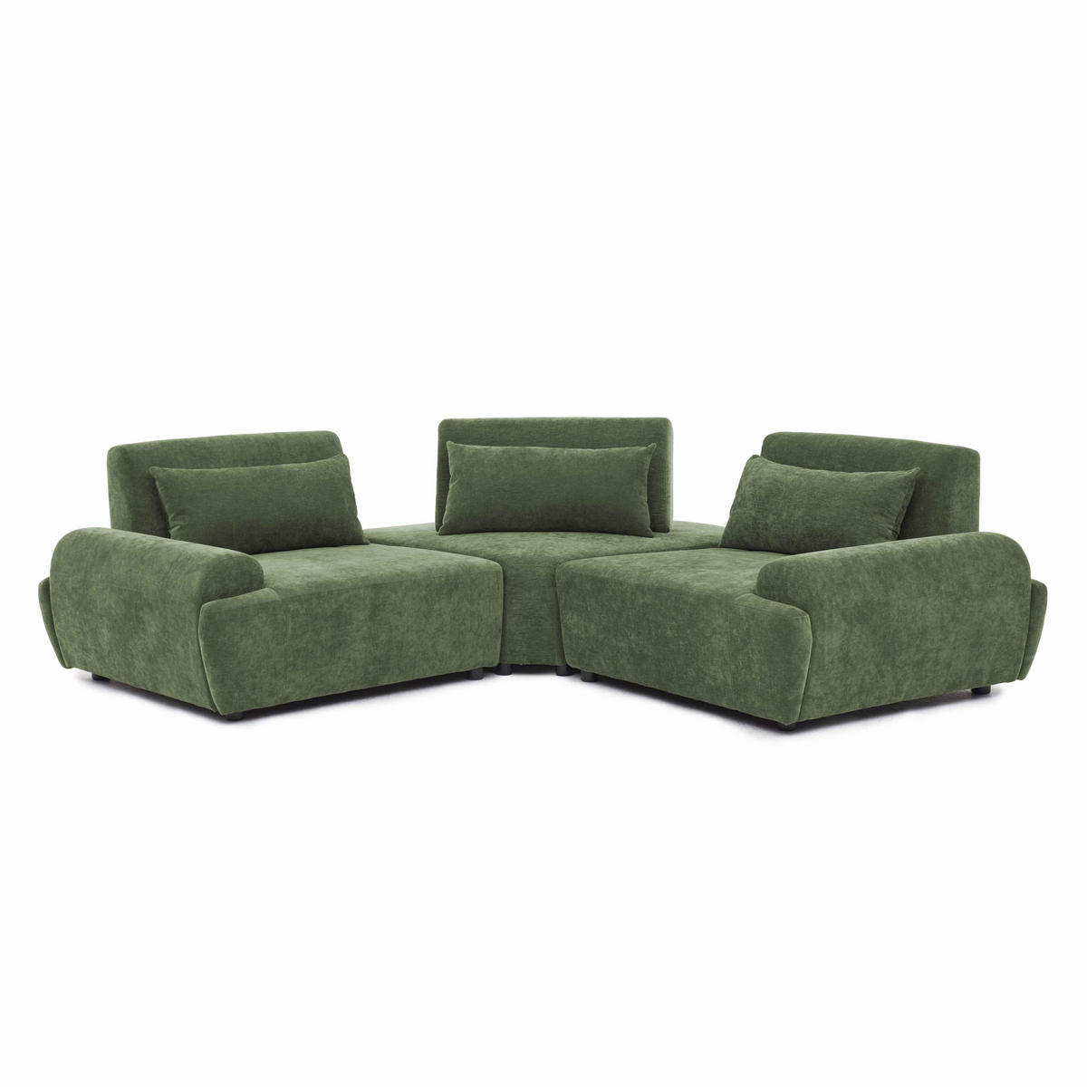 ECKSOFA 3-Sitzer, Grün - Grün, Textil (231/231cm) - Oviala