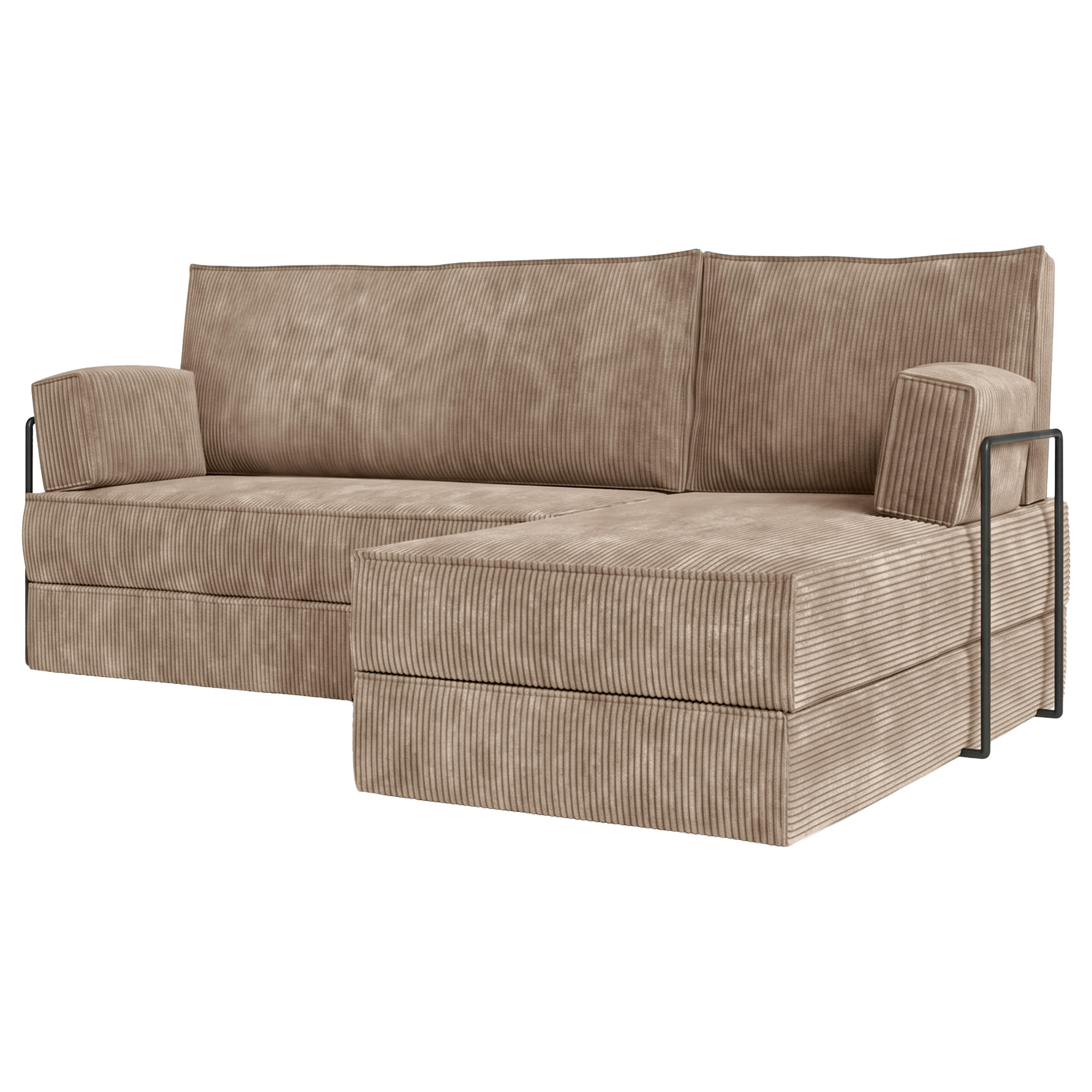 ECKSOFA NOTIA modulares Boneless Sofa mit Schlaffunktion Beige Cordstoff - Beige, Textil (200/120cm) - MASSENO