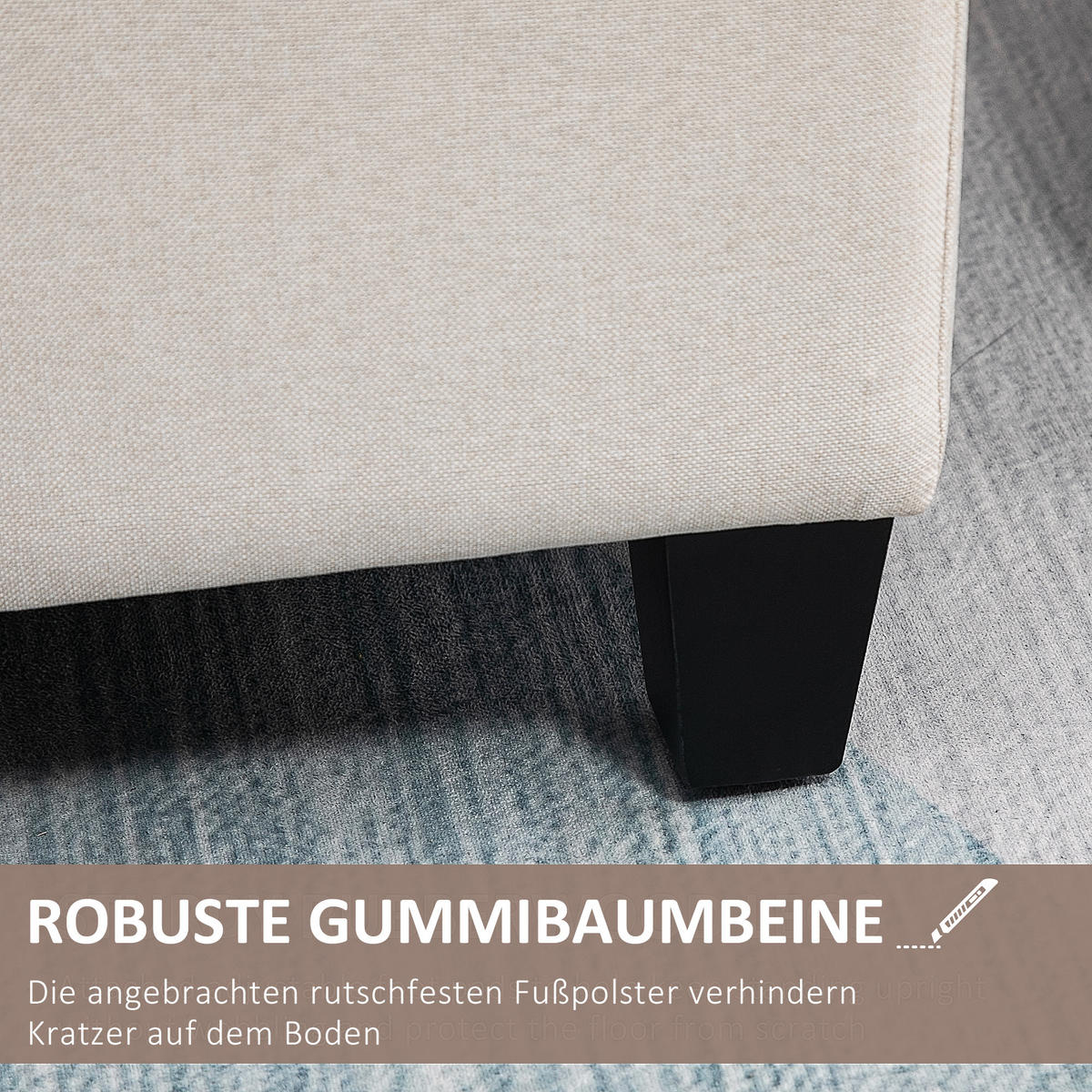 SITZBANK, Polsterbank, Cremeweiß - Creme, Kunststoff (40/44/100cm) - HOMCOM