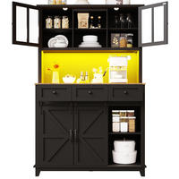 BUFFET mit LED-Beleuchtung Glasfront verstellbaren Ablagen Schwarz 105/38,4/180 cm - Transparent/Schwarz, Glas/Holzwerkstoff (105/180/40cm) - EVRYAE