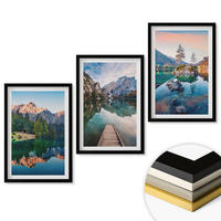 WANDBILDER 3er-Set - 40x60 cm Schwarzer Rahmen - Spiegelung des Waldes in Bergseen - Schwarz, Kunststoff (40/60cm) - ArtPrintCave