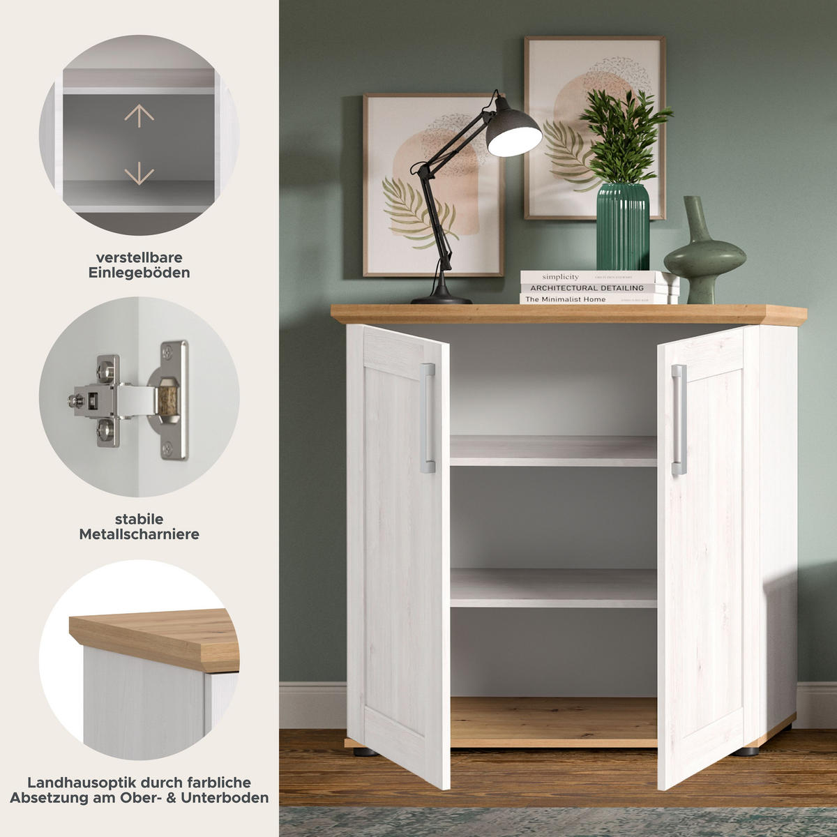 KOMMODE Verona in Sibiu Lärche Nachbildung und Artisan Eiche Nachbildung B/H/T: 95x92x39 cm - Lärchefarben, Holzwerkstoff (90/88/37cm)