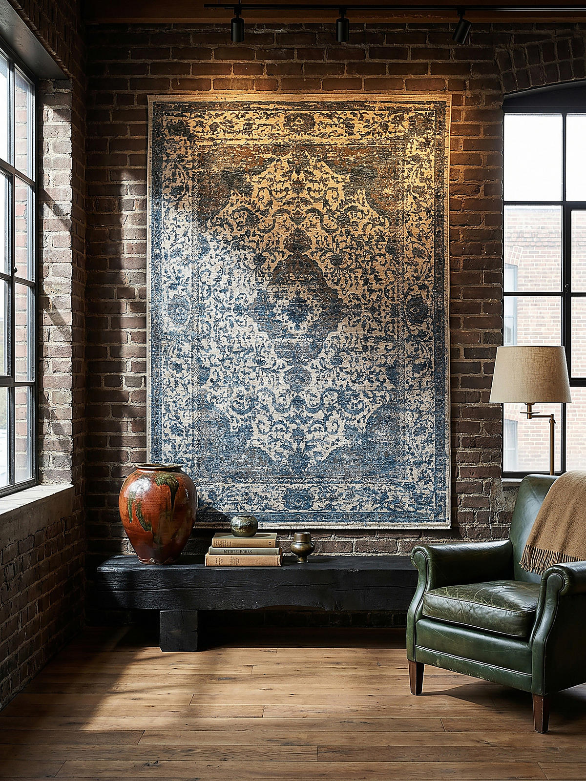 TEPPICH Vintage Kurzflor Medallion Muster, Orientalisch, Wohnzimmer Blau Rechteckig 120x160 - Blau, Textil (160/120cm) - KADIMA DESIGN