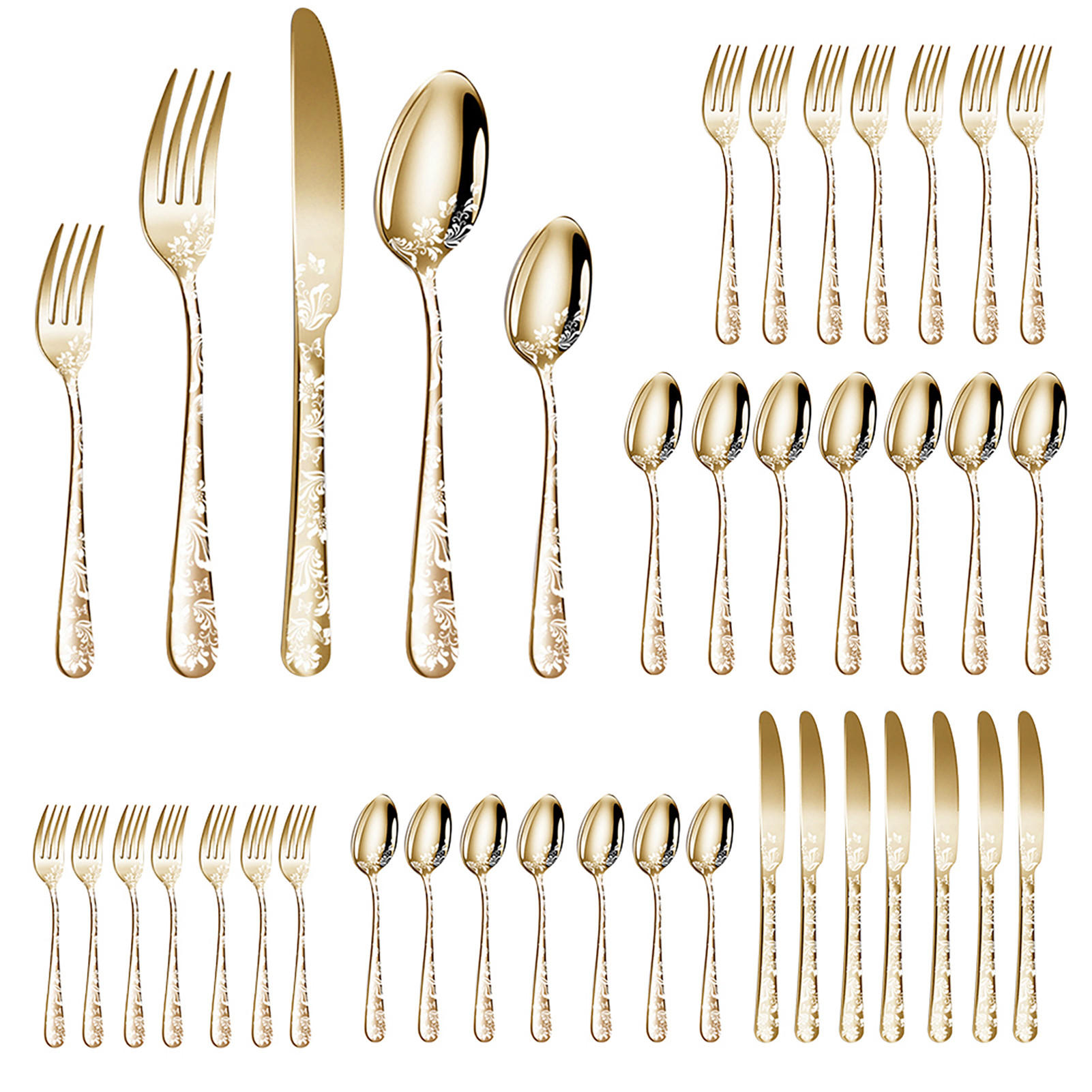 BESTECK-SET, 40 Stück, 8 Personen - Goldfarben, Metall
