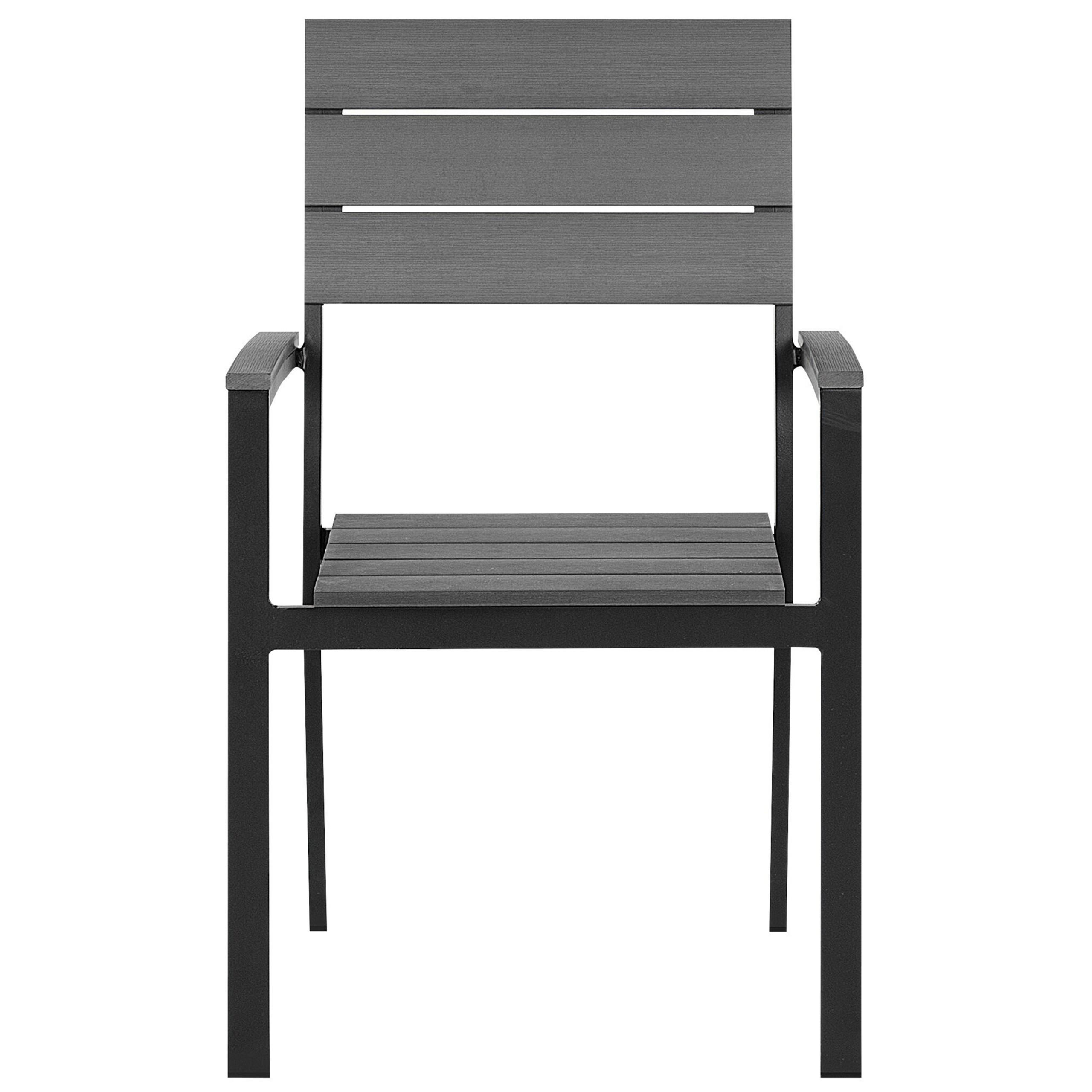 GARTENSTUHL 6er-Set Kunstholz grau/schwarz Como - Schwarz/Grau, Kunststoff (55/90/55cm) - Beliani