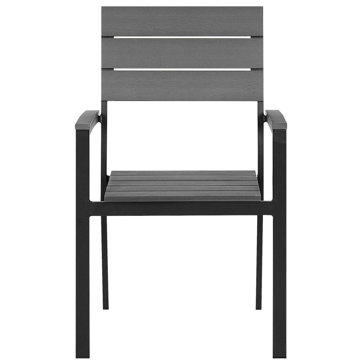 GARTENSTUHL 6er-Set Kunstholz grau/schwarz Como - Schwarz/Grau, Kunststoff (55/90/55cm) - Beliani