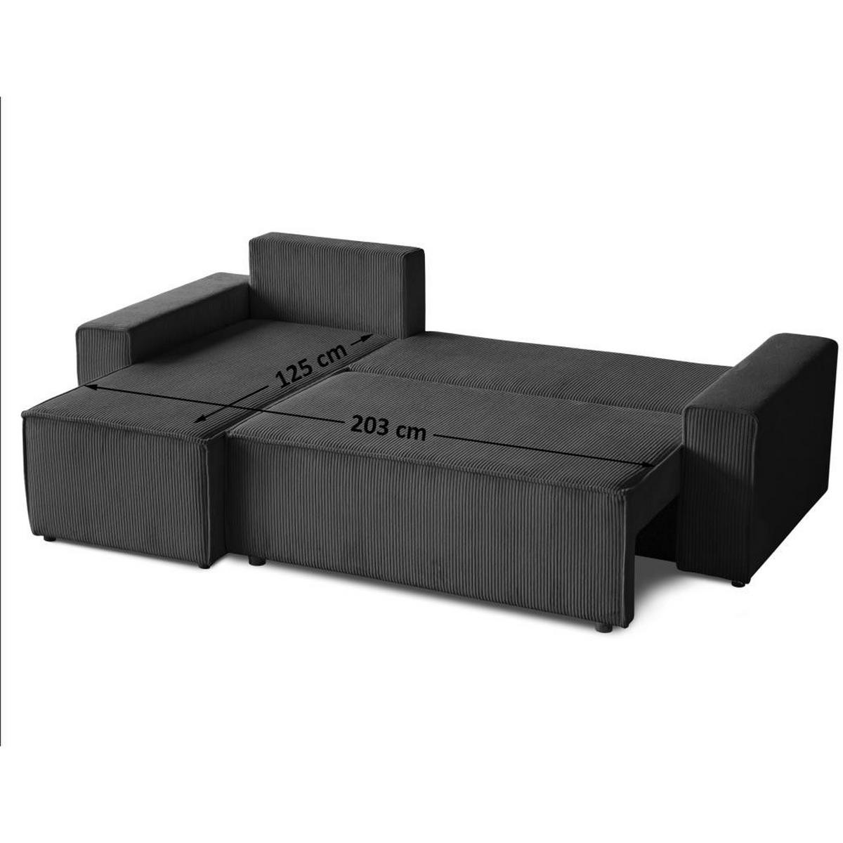 ROHOVÁ ROZKLÁDACÍ POHOVKA Hektor, s funkcí spaní, tmavě šedá - černá/tmavě šedá, textil/plast (247/152cm) - Beautysofa