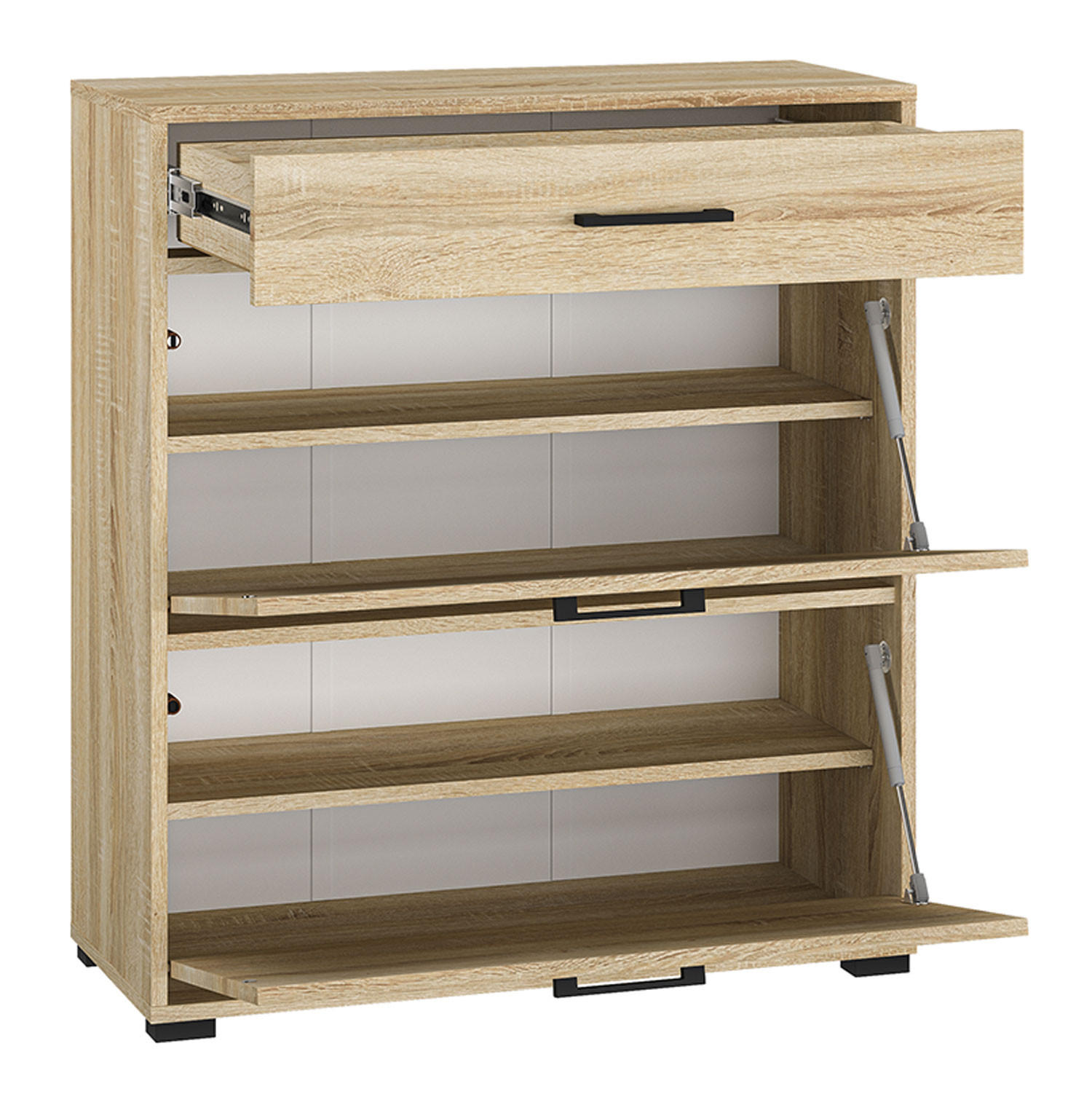 SCHUHSCHRANK Caro Sonoma Eiche hell 80 / 34 / 90cm - Braun/Sonoma Eiche, Holz/Holzwerkstoff (80/90/34cm) - Feldmann-Wohnen