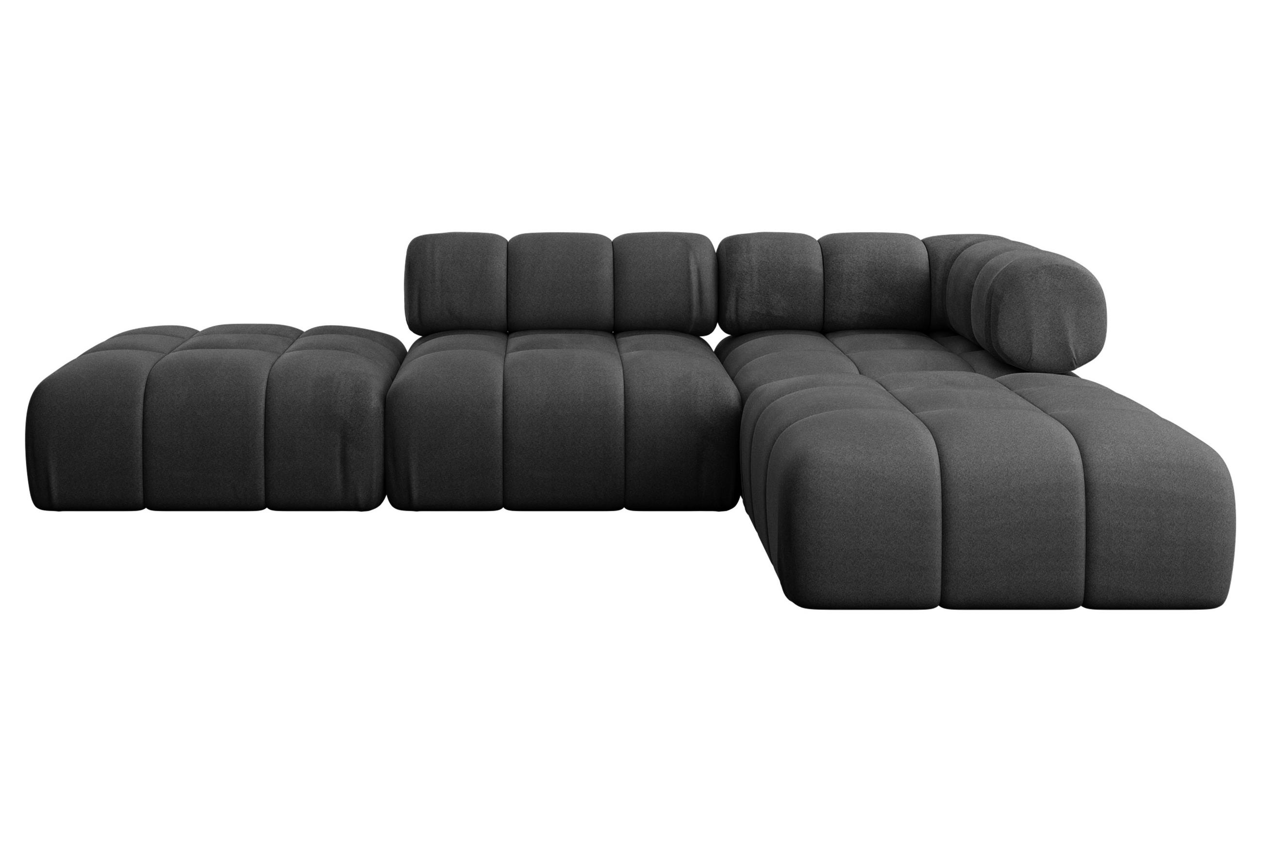 ECKSOFA modulares Sofa Kerru-L1 - 285x190x70 cm Schwarz Velours - Schwarz, Holzwerkstoff/Textil (285/190cm) - ALTDECOR