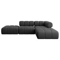 ECKSOFA modulares Sofa Kerru-L1 - 285x190x70 cm Schwarz Velours - Schwarz, Holzwerkstoff/Textil (285/190cm) - ALTDECOR