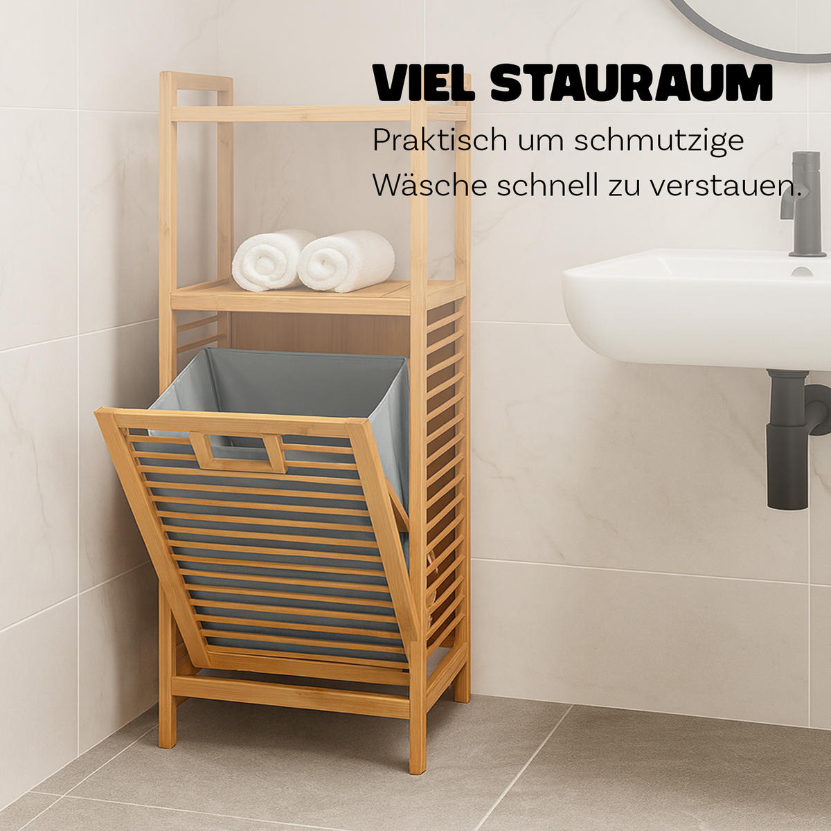 WÄSCHEKORB Bambus 40x30x95 cm - Braun, Naturmaterialien (40/95/30cm) - Bestlivings