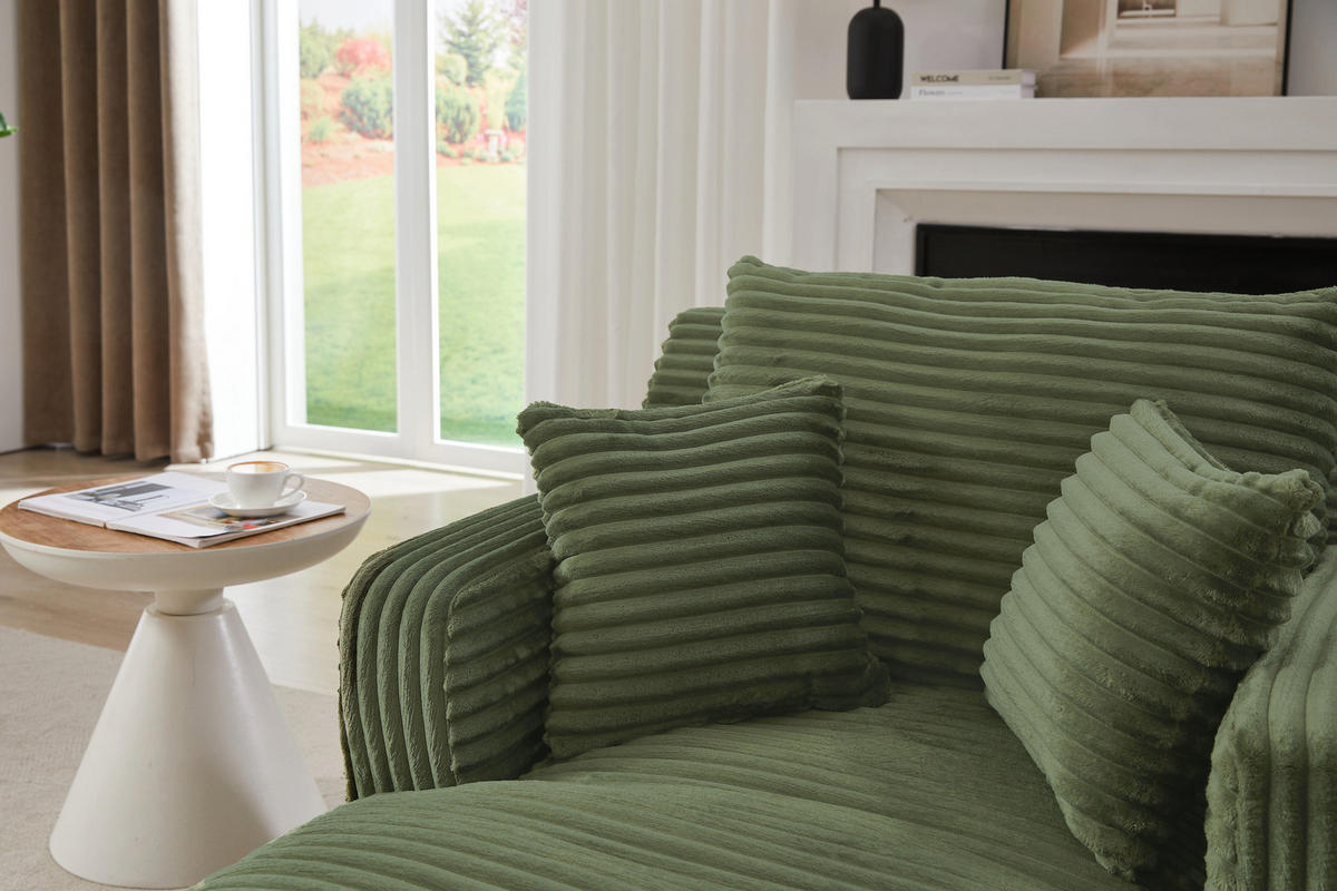 RELAXSESSEL aus Cord Modulare Chaiselongue & ohne Montage - Grün, Textil (32.99/127/32.99cm) - Urban Meuble
