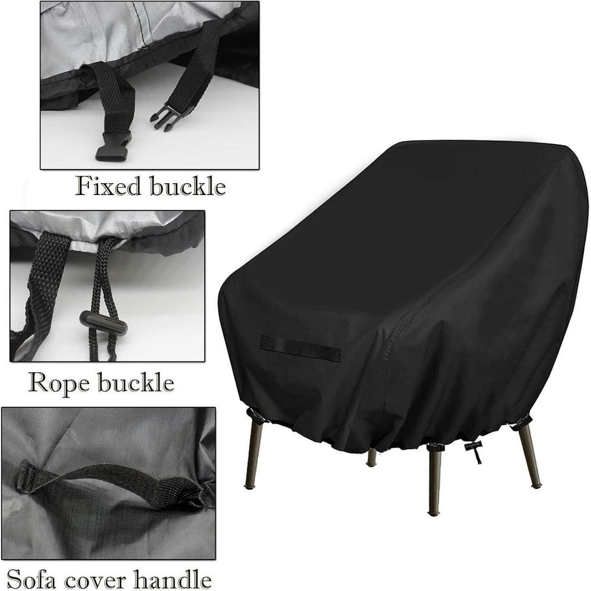GARTENSESSEL Abdeckung 2-teiliges Set 89 x 97 x 74 cm - Schwarz, Kunststoff (20/3/25cm)