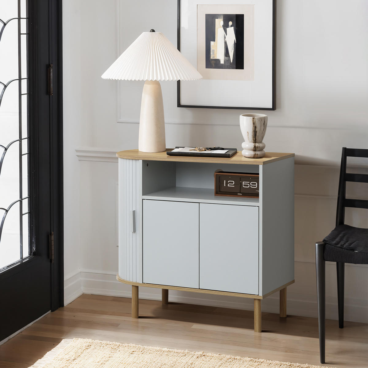 KOMMODE Modern mit 2 Türen, Holz | B80 x T40 x H76,5 cm - Grau, Holz (80/76.5/40cm) - Hometopia