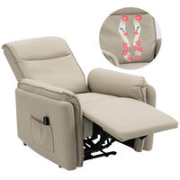 MASSESESSEL Beige mit Massagefunktion und elektrischer Liegefunktion 92/86/102 cm - Beige, Leder (92/102/86cm) - PANGIVO
