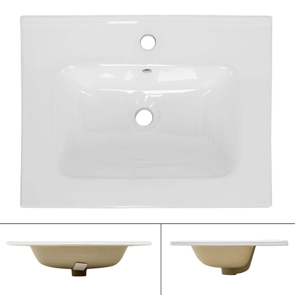 WASCHBECKEN - Weiß, Keramik (61/16.5/46cm) - ML-DESIGN