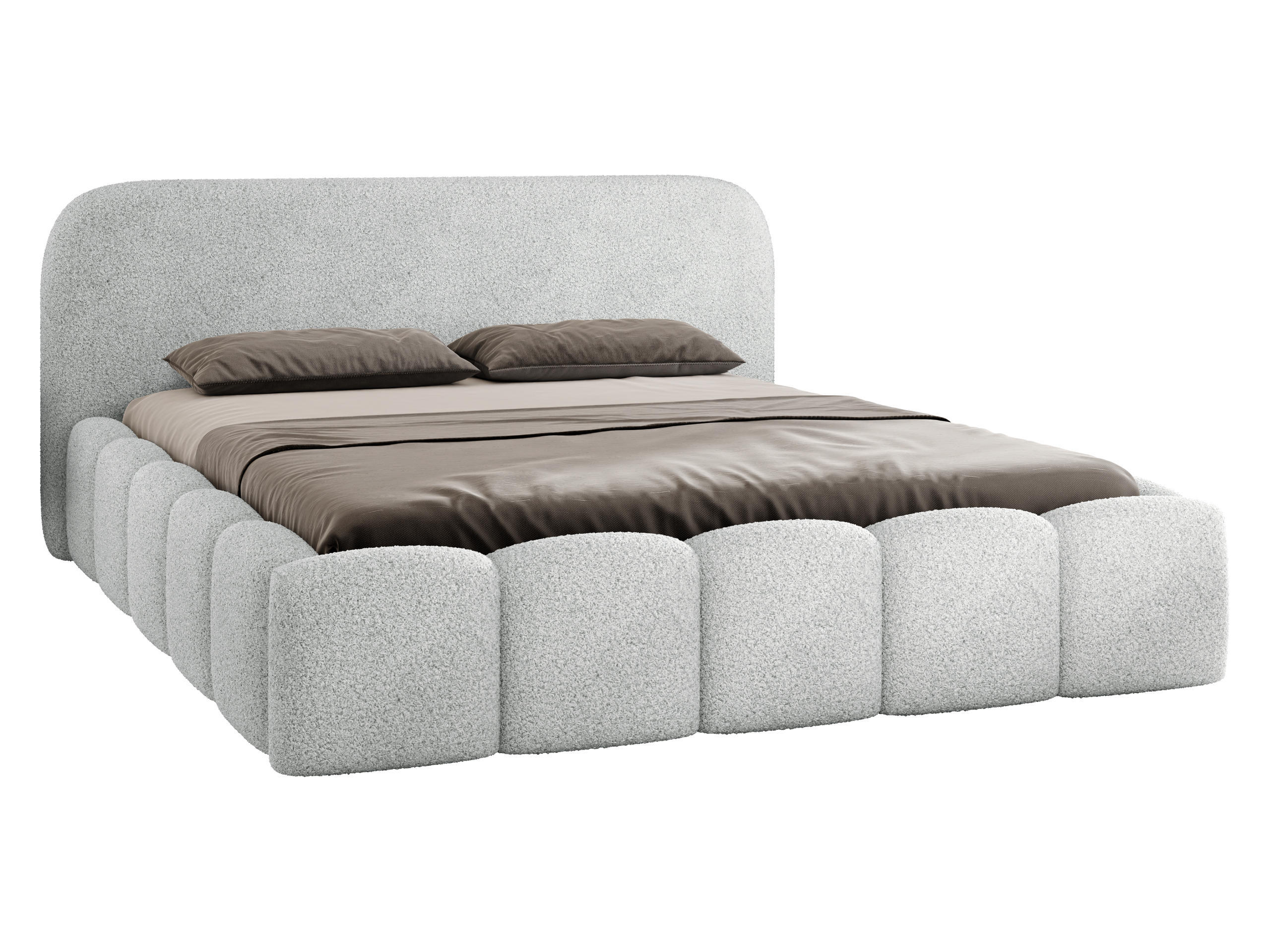 POLSTERBETT Refola Boucle - Hellgrau/Schwarz, Holz/Holzwerkstoff (180/200cm) - MIRJAN24