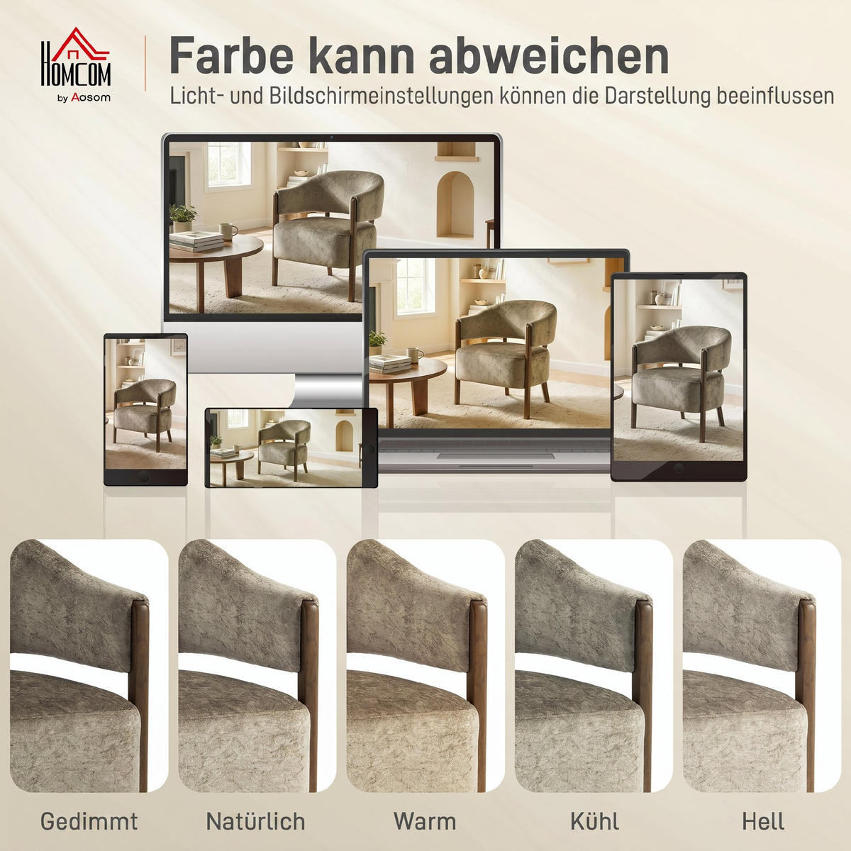 KŘESLO ze světle hnědého žinylkového dřeva - hnědá/světle hnědá, dřevo/textil (63.5/78.5/71cm) - HOMCOM