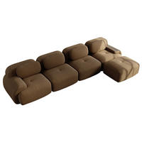 ECKSOFA 4-Sitzer in Braun aus Cord mit modularer Form und rutschfester Unterseite - Braun, Textil (178/388cm) - Flora Grace