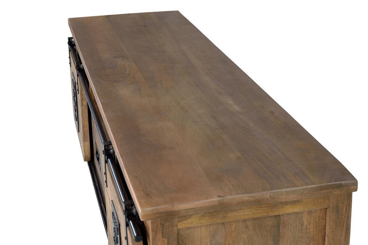 TV-SCHRANK in Akazie mit Metalldetails - Braun, Holz (180/55/50cm) - Giner y Colomer