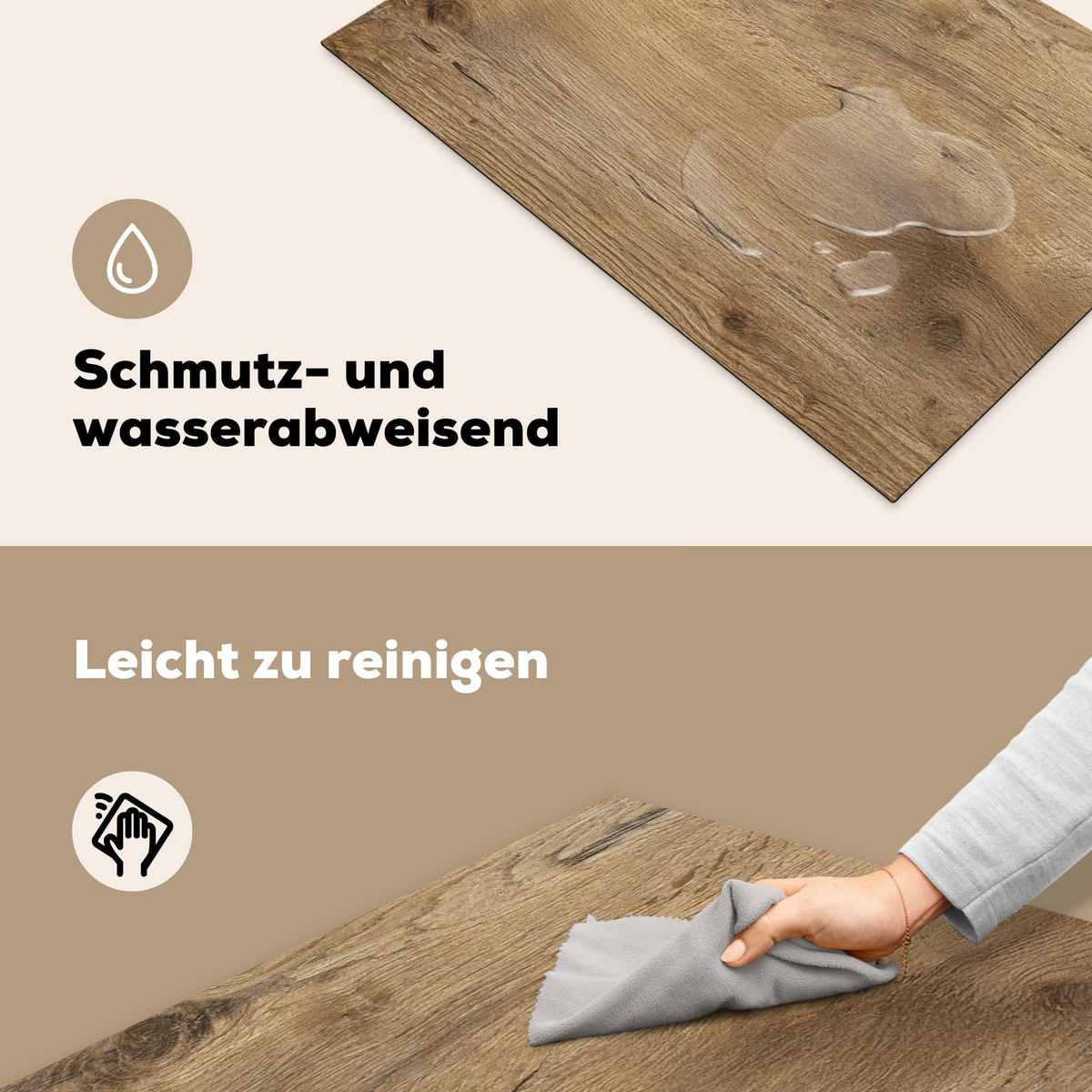 HERDABDECKPLATTE Holz - Braun - Holzoptik Induktionsmatte 77x51 cm - Eichefarben, Kunststoff (77/51/0.2cm) - MuchoWow