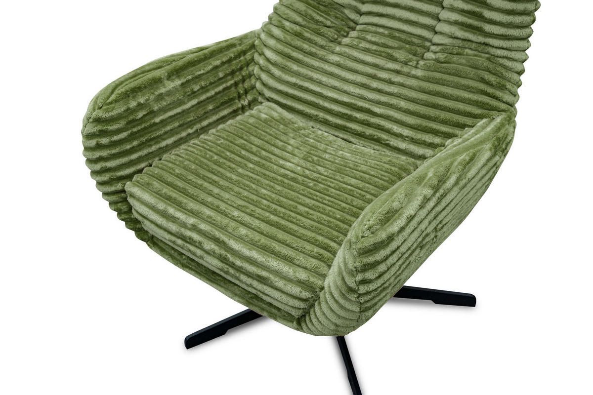 SESSEL MONACO 1-Sitzer, Cordstoff olivgrün - Schwarz/Olivgrün, Holz/Textil (74/116/84cm) - Courtois Laville