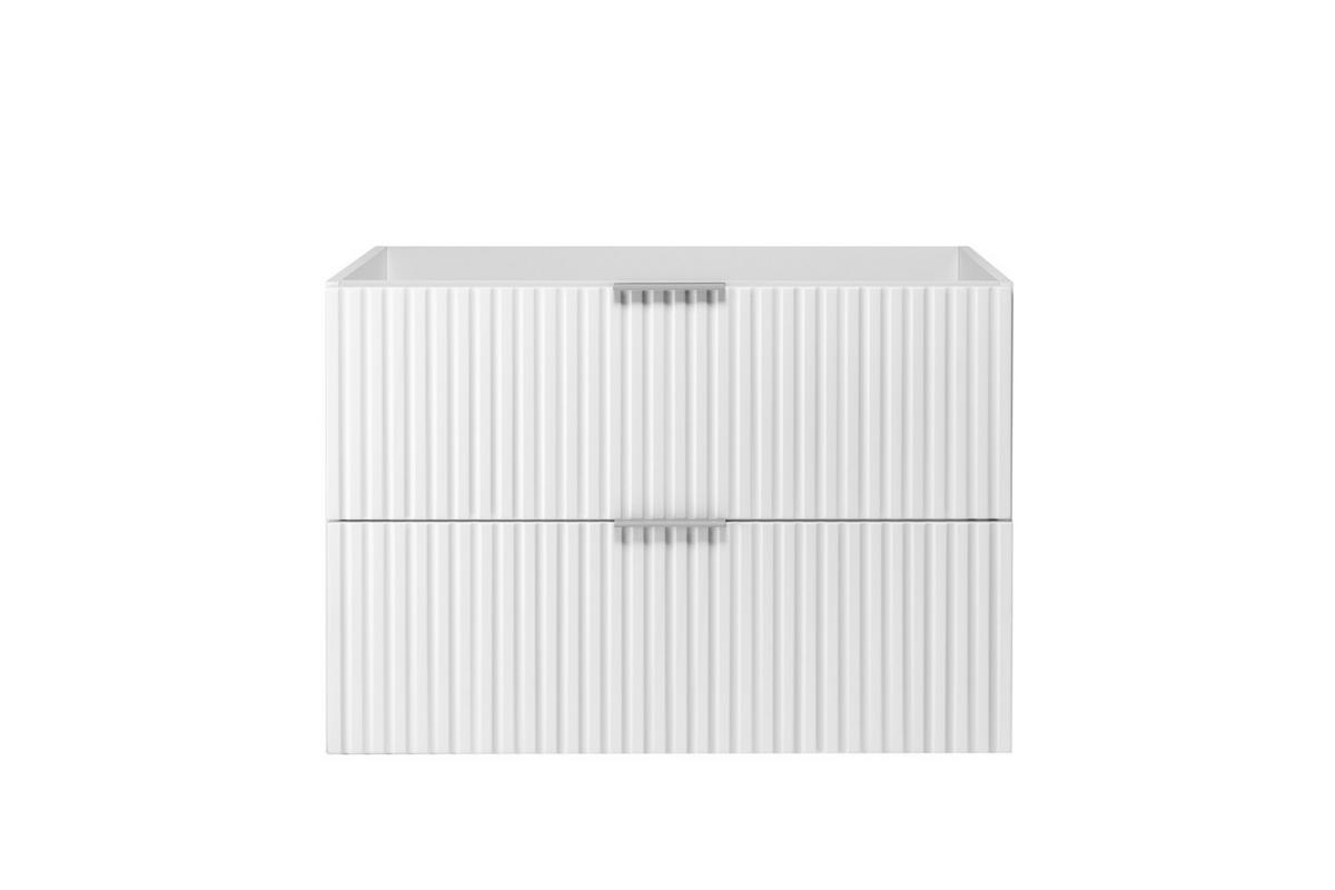 WASCHBECKUNTERSCHRANK, Weiß, 80 x 57 x 46 cm, Griff silber, ohne Arbeitsplatte - Silberfarben/Weiß, Holzwerkstoff (80/57/46cm) - 3XE LIVING