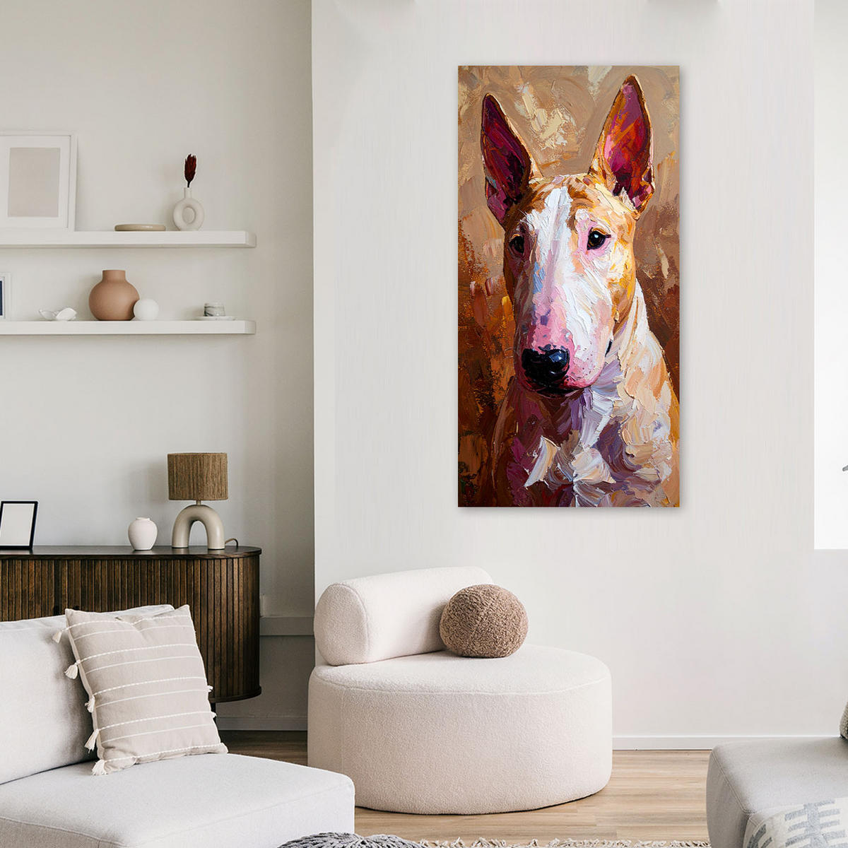 LEINWANDBILD Bulldog Hund Tier beige 60x120cm - Beige, Textil (60/120cm) - Feeby